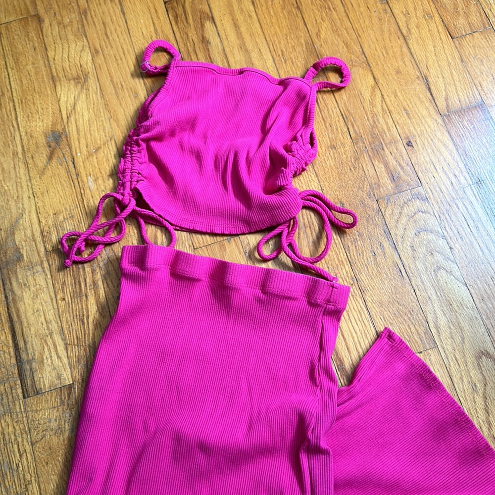 Lulu’s Magenta Ruched Bodycon Dress Set - Picture 3 of 4